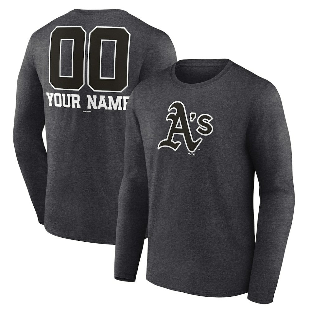 Athletics Personalized Monochrome Name & Number Long Sleeve T-Shirt - Charcoal T-shirts