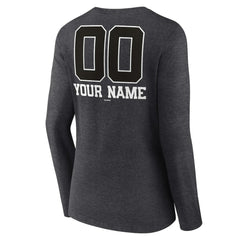 Athletics Women's Personalized Monochrome Name & Number Long Sleeve V-Neck T-Shirt - Charcoal T-shirts