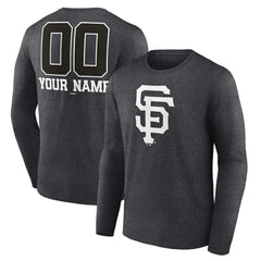 San Francisco Giants Personalized Monochrome Name & Number Long Sleeve T-Shirt - Charcoal T-shirts