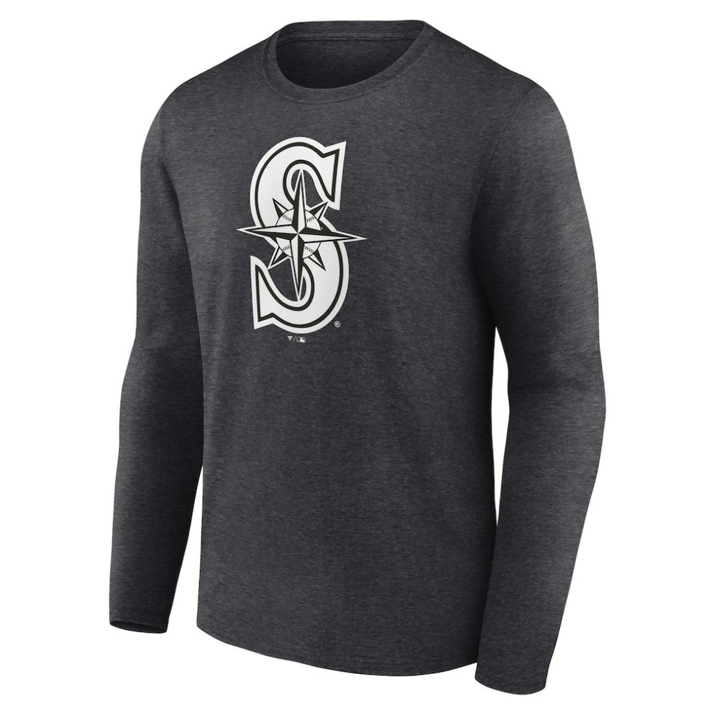 Seattle Mariners Personalized Monochrome Name & Number Long Sleeve T-Shirt - Charcoal T-shirts