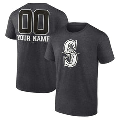 Seattle Mariners Personalized Monochrome Name & Number T-Shirt - Charcoal T-shirts