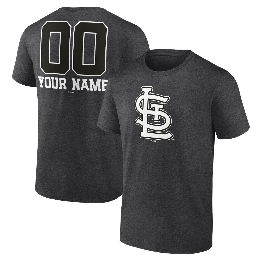St. Louis Cardinals Personalized Monochrome Name & Number T-Shirt - Charcoal T-shirts