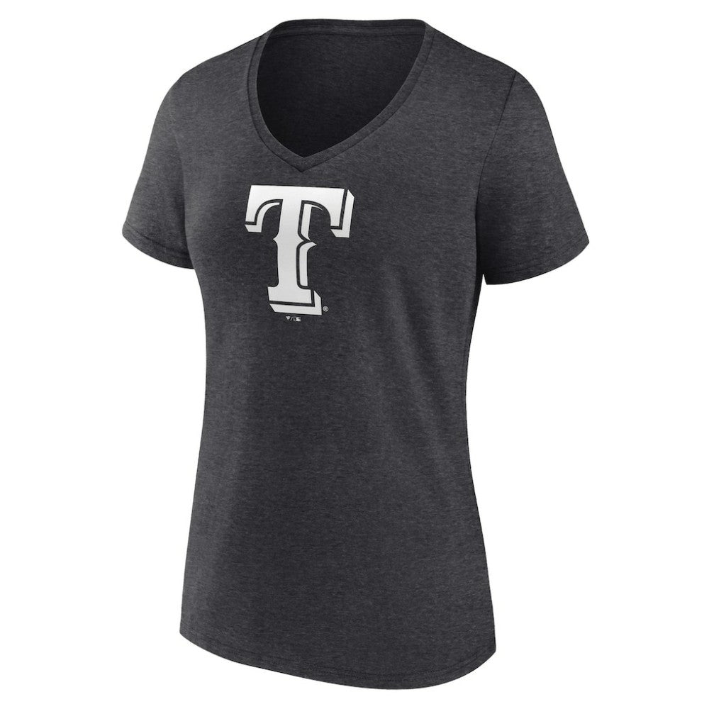 Texas Rangers Women's Personalized Monochrome Name & Number V-Neck T-Shirt - Charcoal T-shirts
