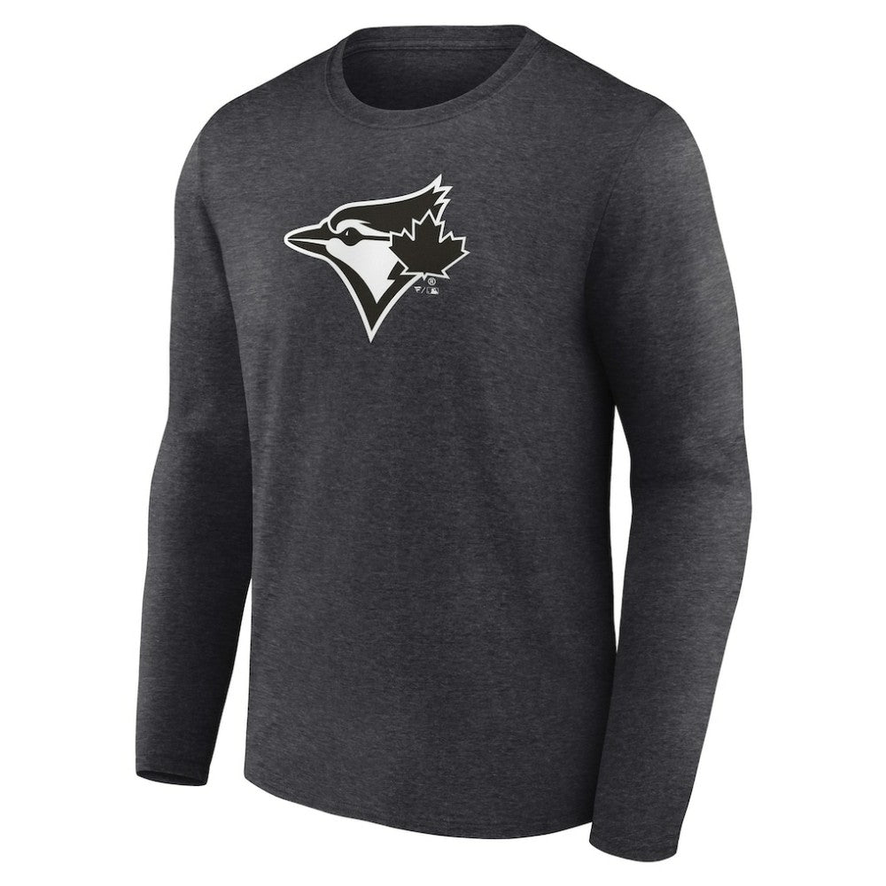 Toronto Blue Jays Personalized Monochrome Name & Number Long Sleeve T-Shirt - Charcoal T-shirts