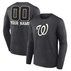Washington Nationals Personalized Monochrome Name & Number Long Sleeve T-Shirt - Charcoal T-shirts