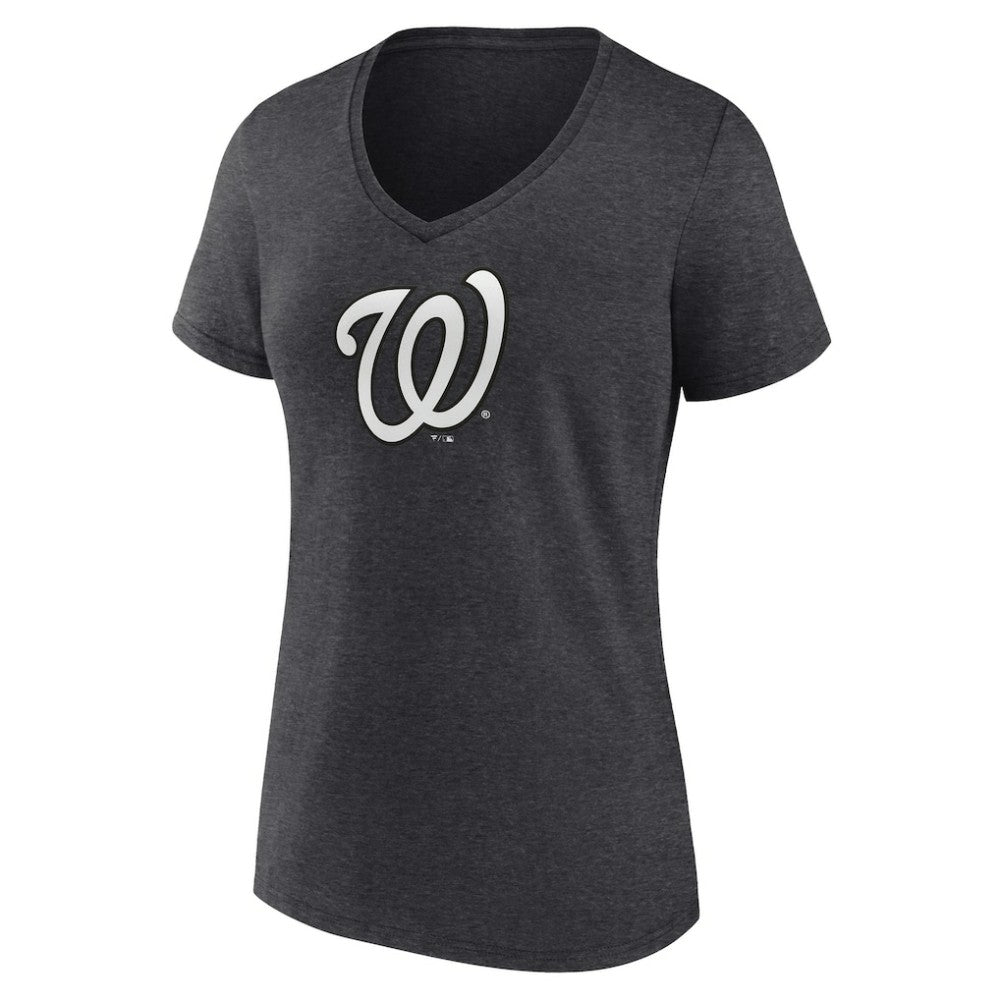 Washington Nationals Women's Personalized Monochrome Name & Number V-Neck T-Shirt - Charcoal T-shirts