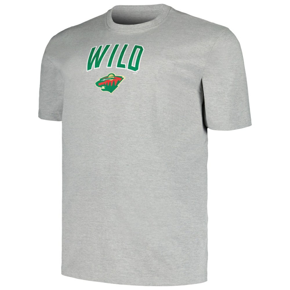 Minnesota Wild Profile Big & Tall Arch Over Logo T-Shirt - Heather Gray | US 200745660