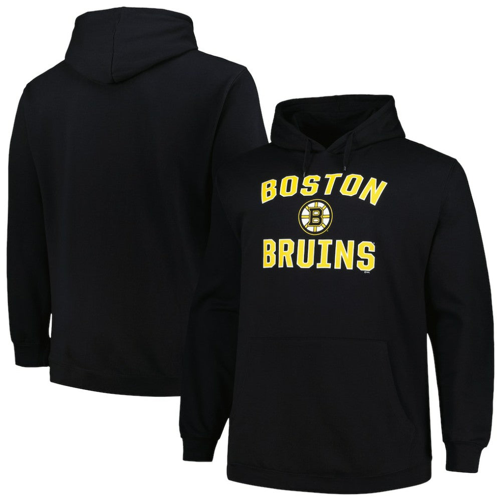 Boston Bruins Profile Big & Tall Arch Over Logo Pullover Hoodie - Black | US 200745666