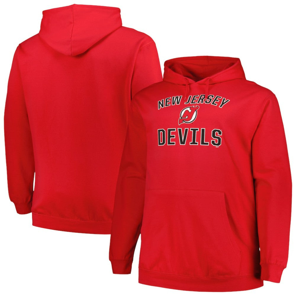 New Jersey Devils Profile Big & Tall Arch Over Logo Pullover Hoodie - Red | US 200745668