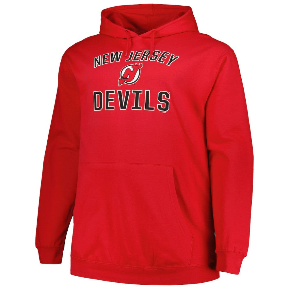 New Jersey Devils Profile Big & Tall Arch Over Logo Pullover Hoodie - Red | US 200745668