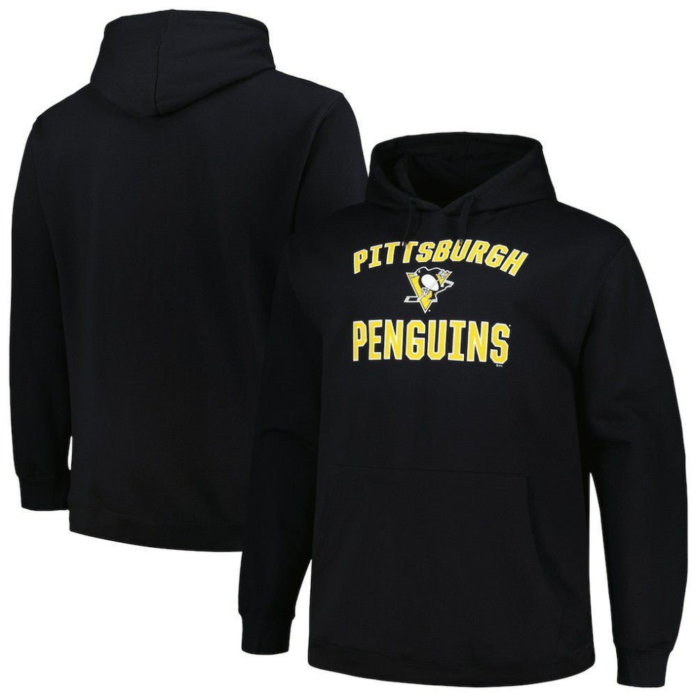 Pittsburgh Penguins Profile Big & Tall Arch Over Logo Pullover Hoodie - Black | US 200745670