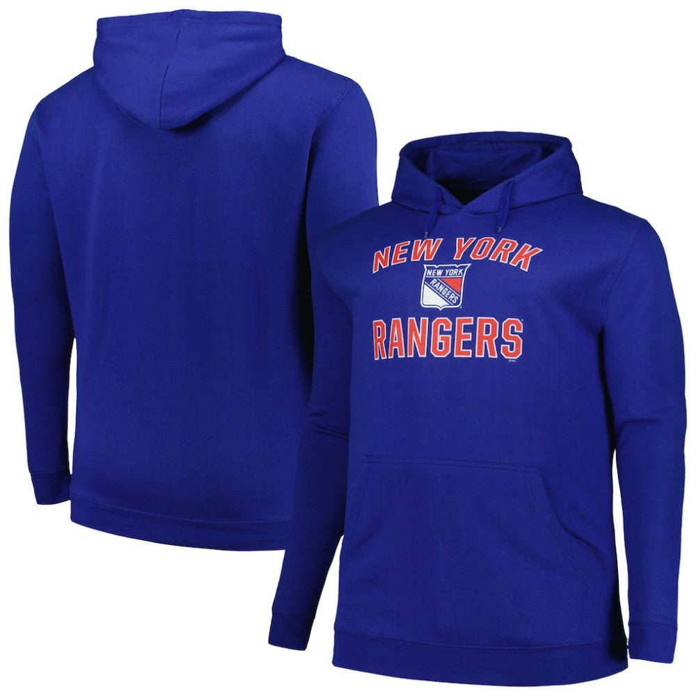 New York Rangers Profile Big & Tall Arch Over Logo Pullover Hoodie - Blue | US 200745672