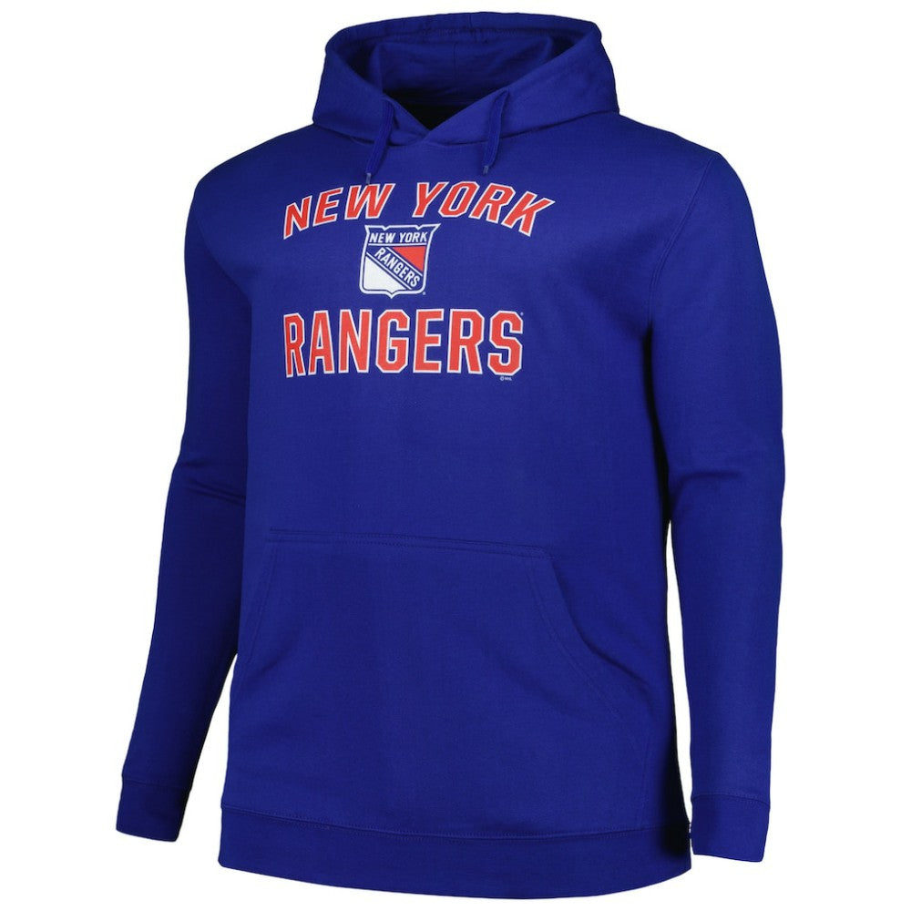 New York Rangers Profile Big & Tall Arch Over Logo Pullover Hoodie - Blue | US 200745672