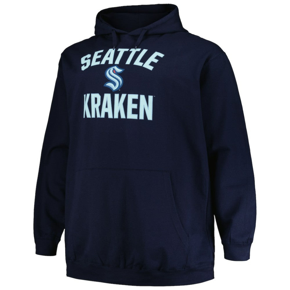 Seattle Kraken Profile Big & Tall Arch Over Logo Pullover Hoodie - Deep Sea Blue | US 200745680