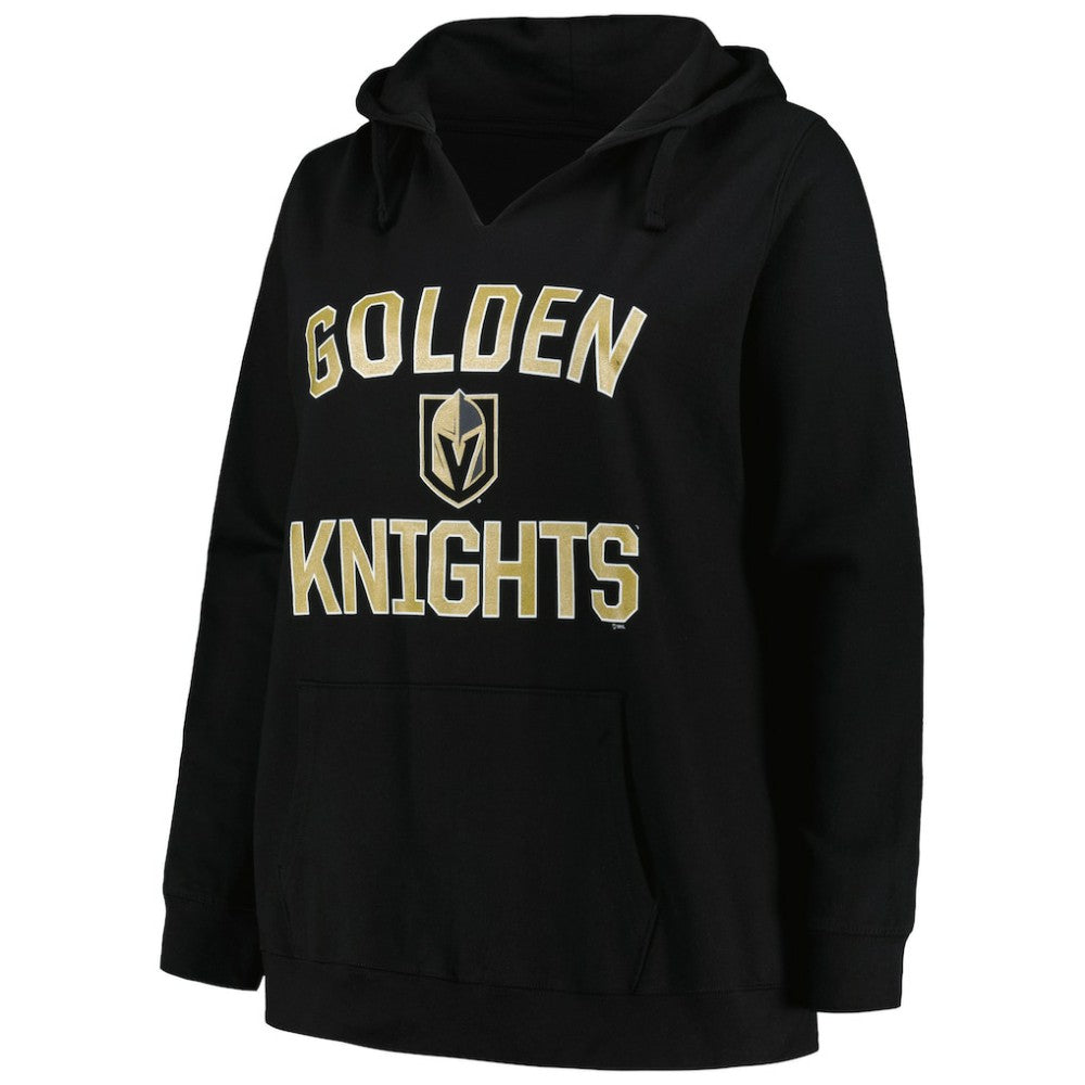 Vegas Golden Knights Profile Women's Plus Size Arch Over Logo Pullover Hoodie - Black | US 200745685