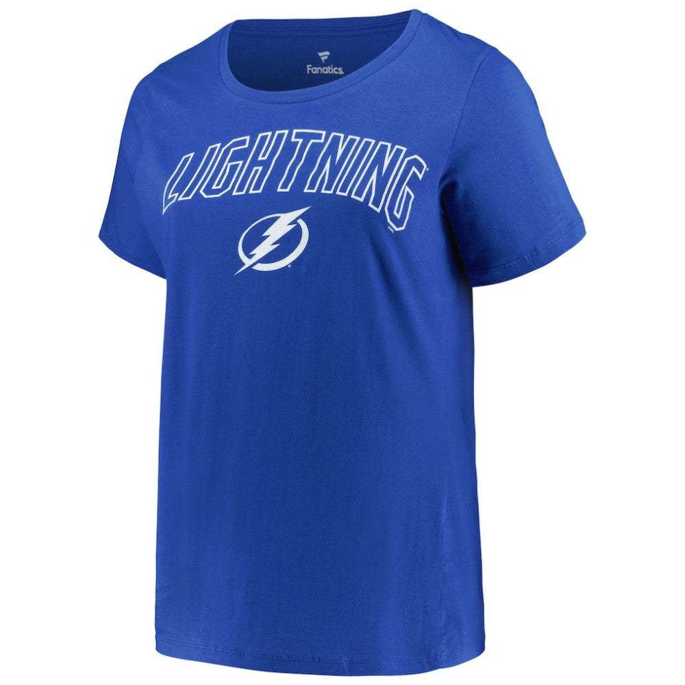 Tampa Bay Lightning Profile Women's Plus Size Arch Over Logo T-Shirt - Blue | US 200745691