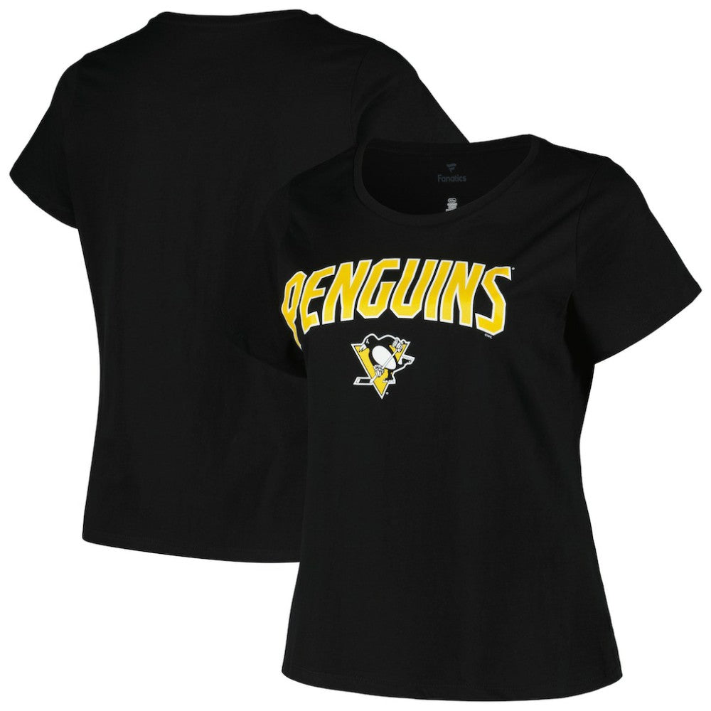 Pittsburgh Penguins Profile Women's Plus Size Arch Over Logo T-Shirt - Black | US 200745693