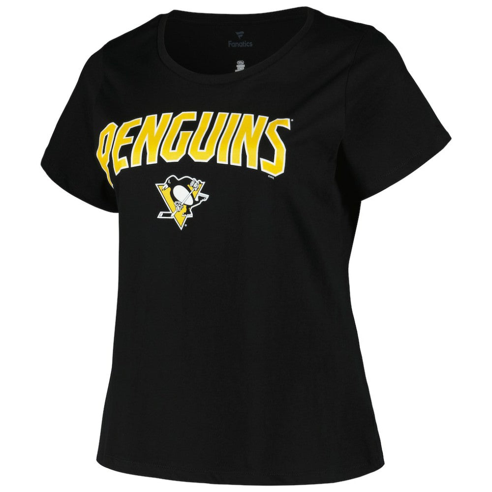 Pittsburgh Penguins Profile Women's Plus Size Arch Over Logo T-Shirt - Black | US 200745693