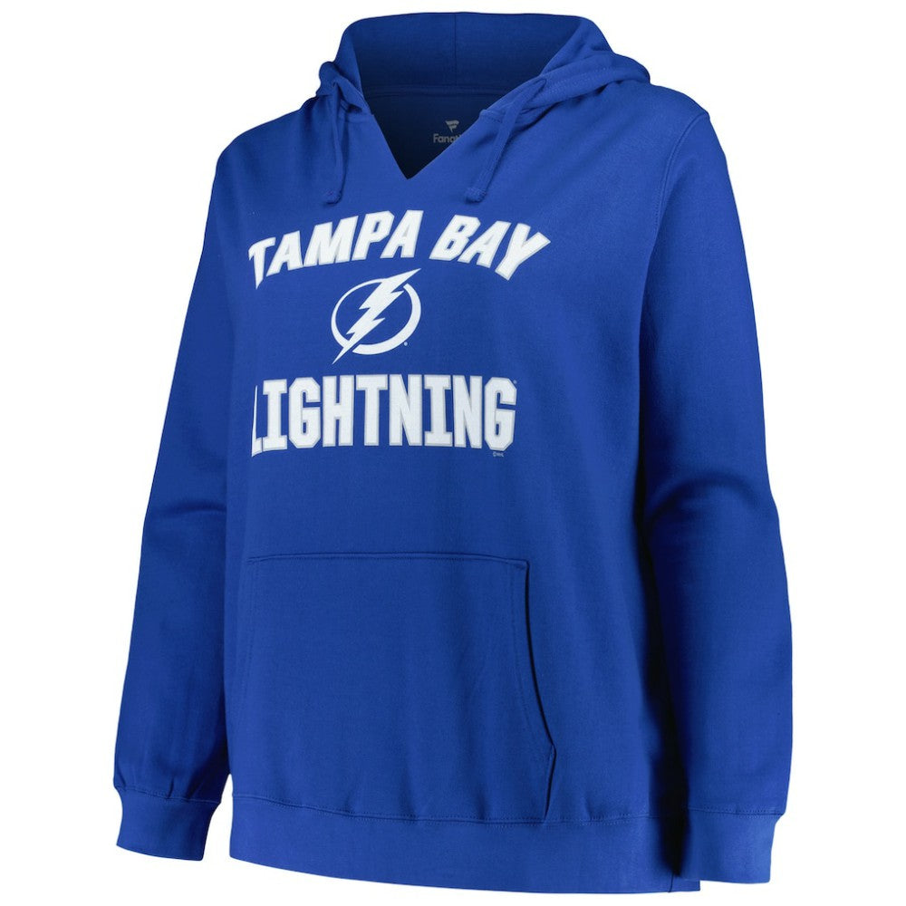 Tampa Bay Lightning Profile Women's Plus Size Arch Over Logo Pullover Hoodie - Blue | US 200745695