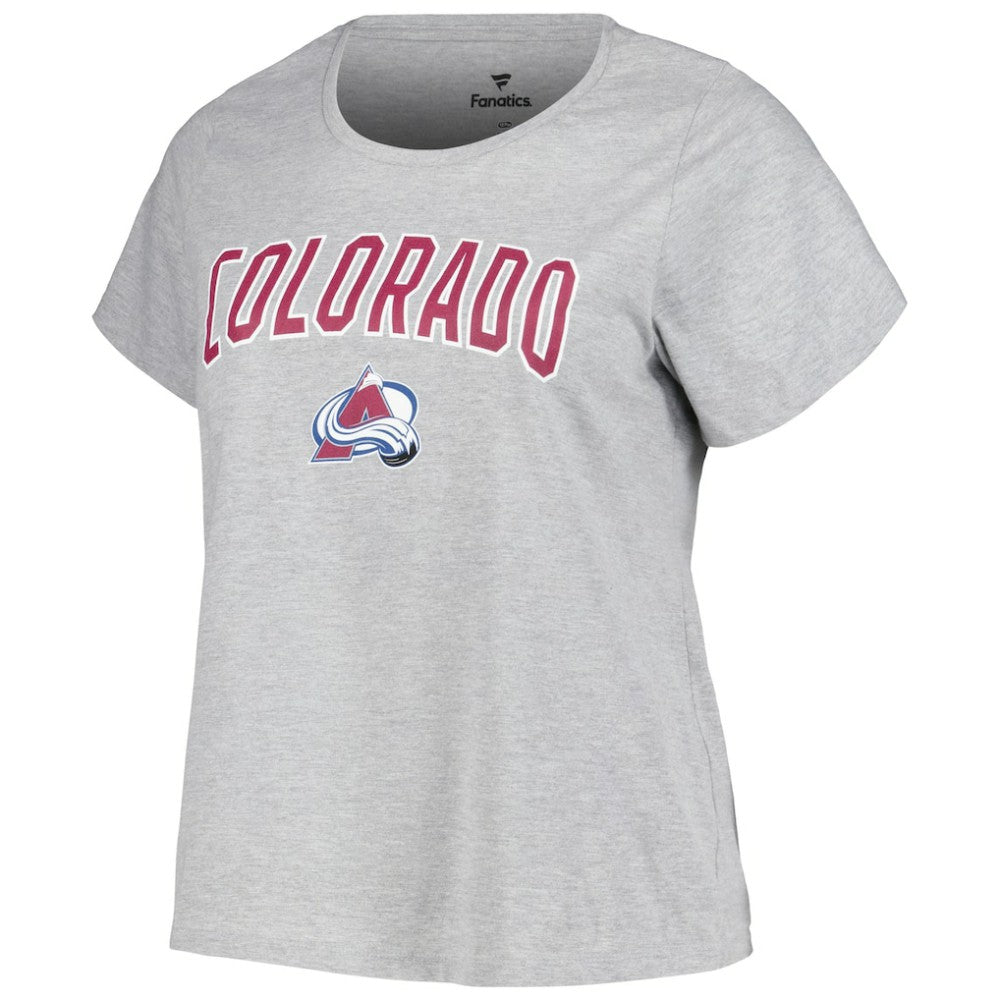Colorado Avalanche Profile Women's Plus Size Arch Over Logo T-Shirt - Heather Gray | US 200745699