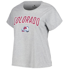 Colorado Avalanche Profile Women's Plus Size Arch Over Logo T-Shirt - Heather Gray | US 200745699