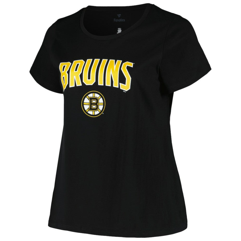 Boston Bruins Profile Women's Plus Size Arch Over Logo T-Shirt - Black | US 200745700