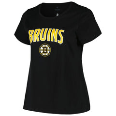 Boston Bruins Profile Women's Plus Size Arch Over Logo T-Shirt - Black | US 200745700