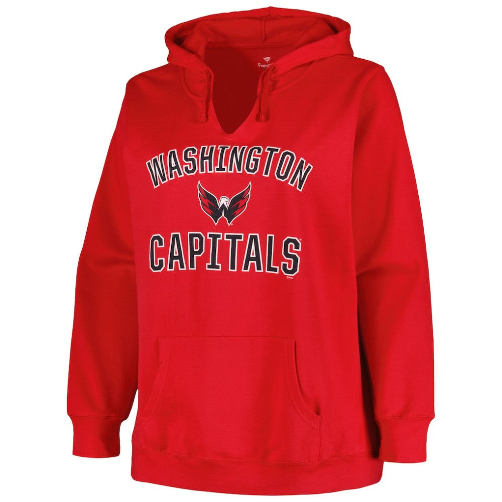 Washington Capitals Profile Women's Plus Size Arch Over Logo Pullover Hoodie - Red | US 200745709