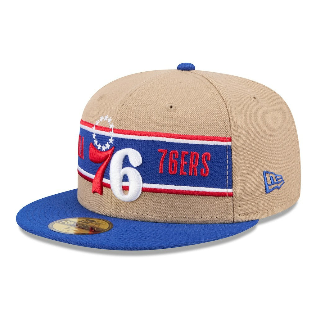 Philadelphia 76ers 2024 NBA Draft 59FIFTY Fitted Hat Tan/Royal - New Era