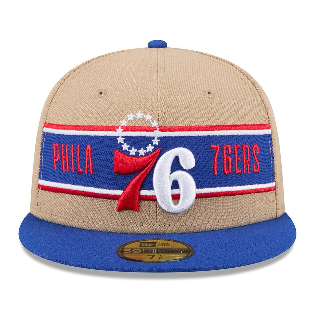 Philadelphia 76ers 2024 NBA Draft 59FIFTY Fitted Hat Tan/Royal - New Era