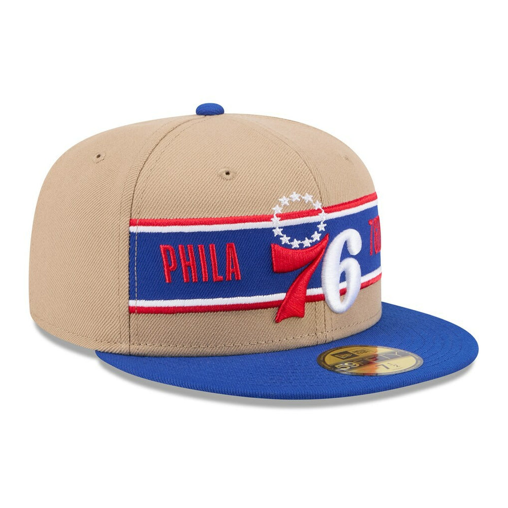 Philadelphia 76ers 2024 NBA Draft 59FIFTY Fitted Hat Tan/Royal - New Era