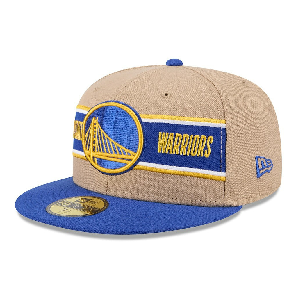 Golden State Warriors 2024 NBA Draft 59FIFTY Fitted Hat Tan/Royal - New Era