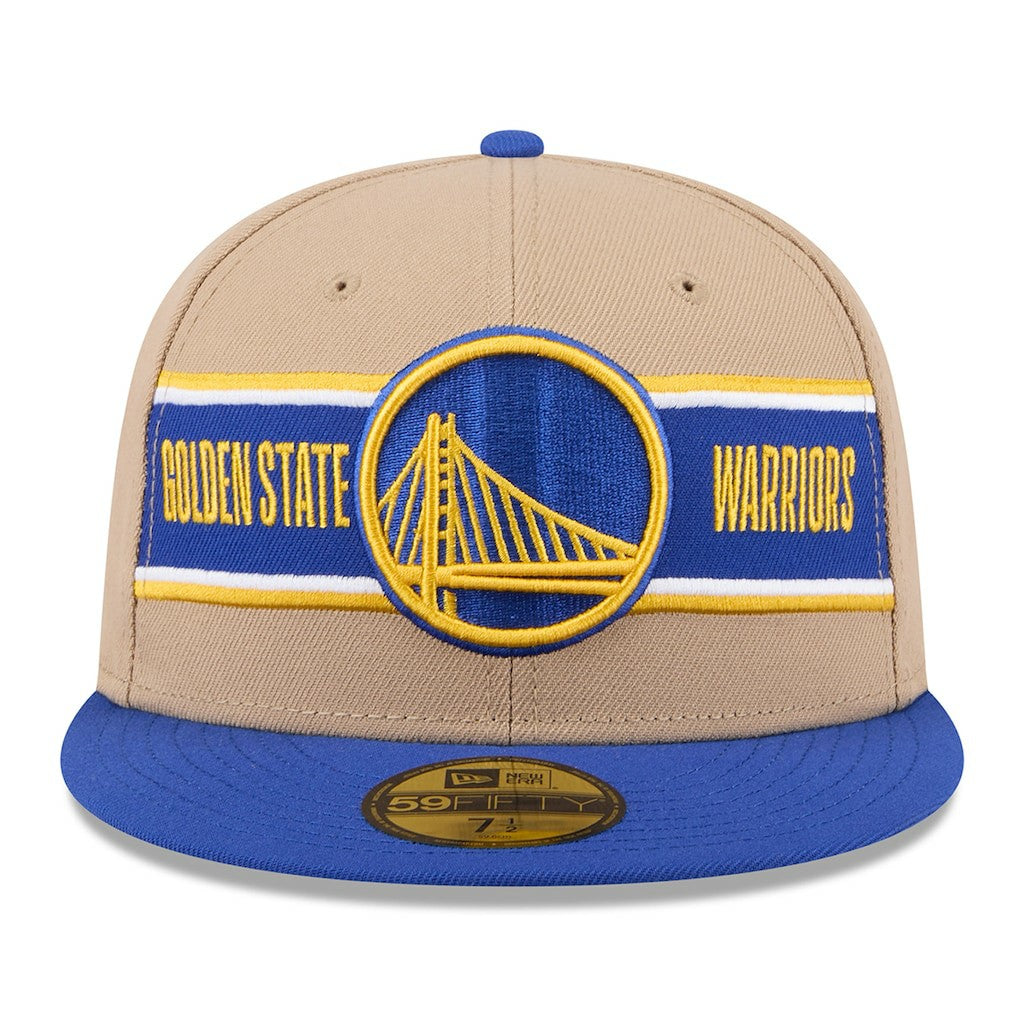Golden State Warriors 2024 NBA Draft 59FIFTY Fitted Hat Tan/Royal - New Era