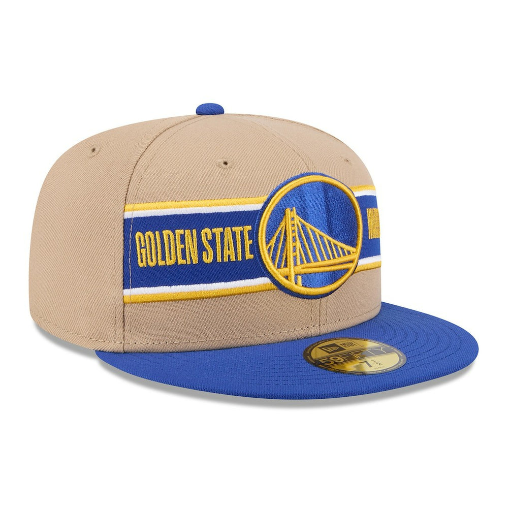 Golden State Warriors 2024 NBA Draft 59FIFTY Fitted Hat Tan/Royal - New Era