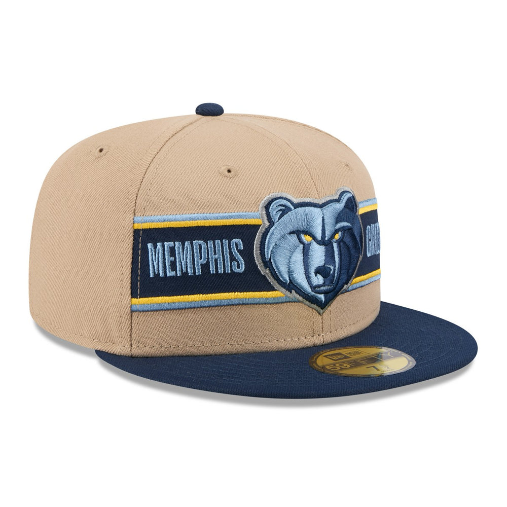 Memphis Grizzlies 2024 NBA Draft 59FIFTY Fitted Hat Tan/Navy - New Era