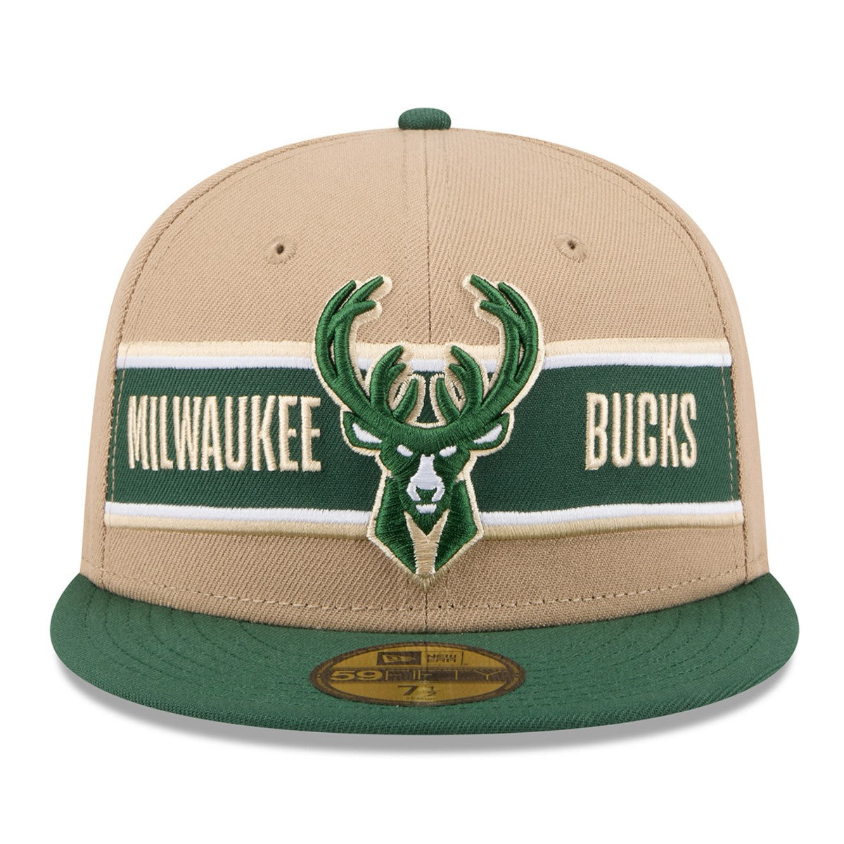 Milwaukee Bucks 2024 NBA Draft 59FIFTY Fitted Hat Tan/Hunter Green - New Era