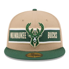 Milwaukee Bucks 2024 NBA Draft 59FIFTY Fitted Hat Tan/Hunter Green - New Era