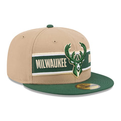 Milwaukee Bucks 2024 NBA Draft 59FIFTY Fitted Hat Tan/Hunter Green - New Era