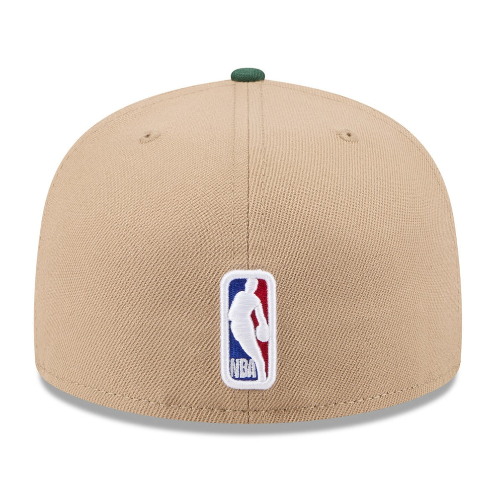 Milwaukee Bucks 2024 NBA Draft 59FIFTY Fitted Hat Tan/Hunter Green - New Era