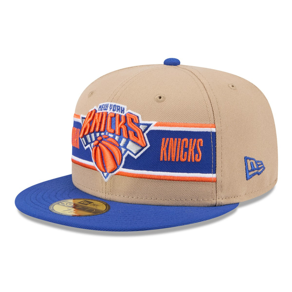 New York Knicks 2024 NBA Draft 59FIFTY Fitted Hat Tan/Blue - New Era