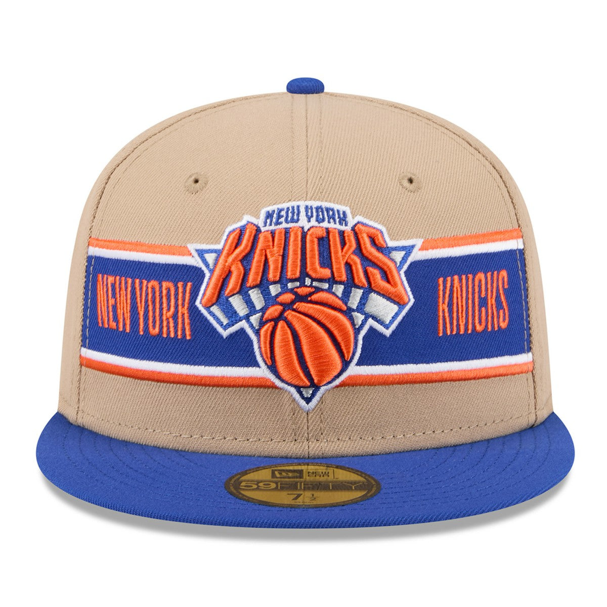 New York Knicks 2024 NBA Draft 59FIFTY Fitted Hat Tan/Blue - New Era