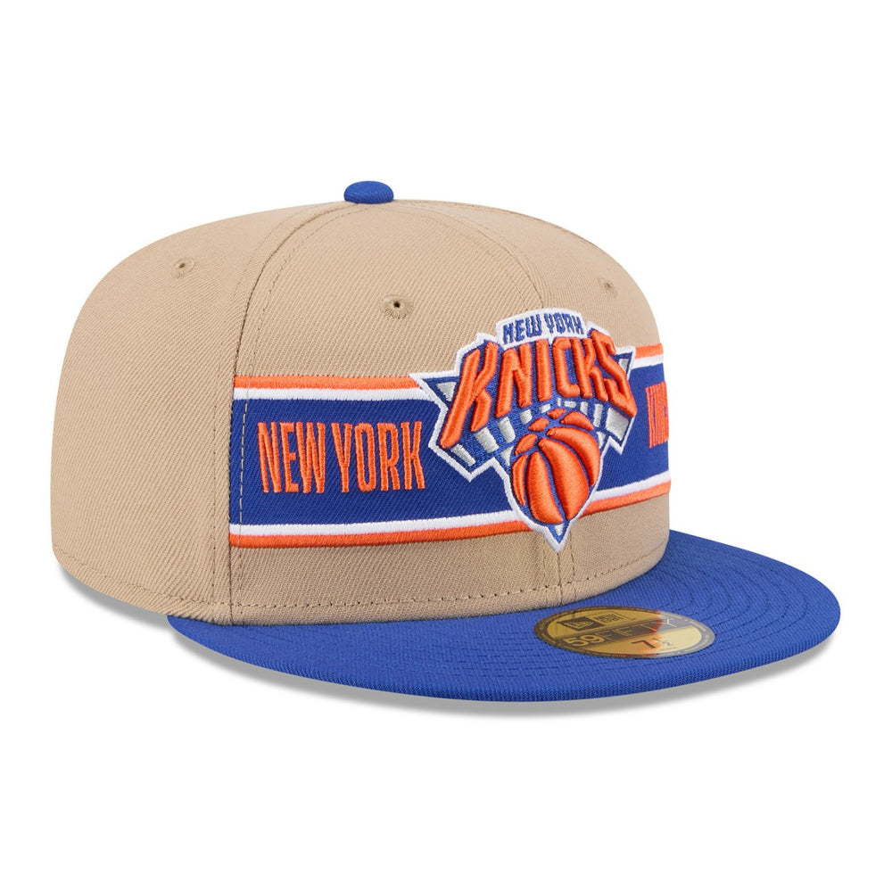 New York Knicks 2024 NBA Draft 59FIFTY Fitted Hat Tan/Blue - New Era