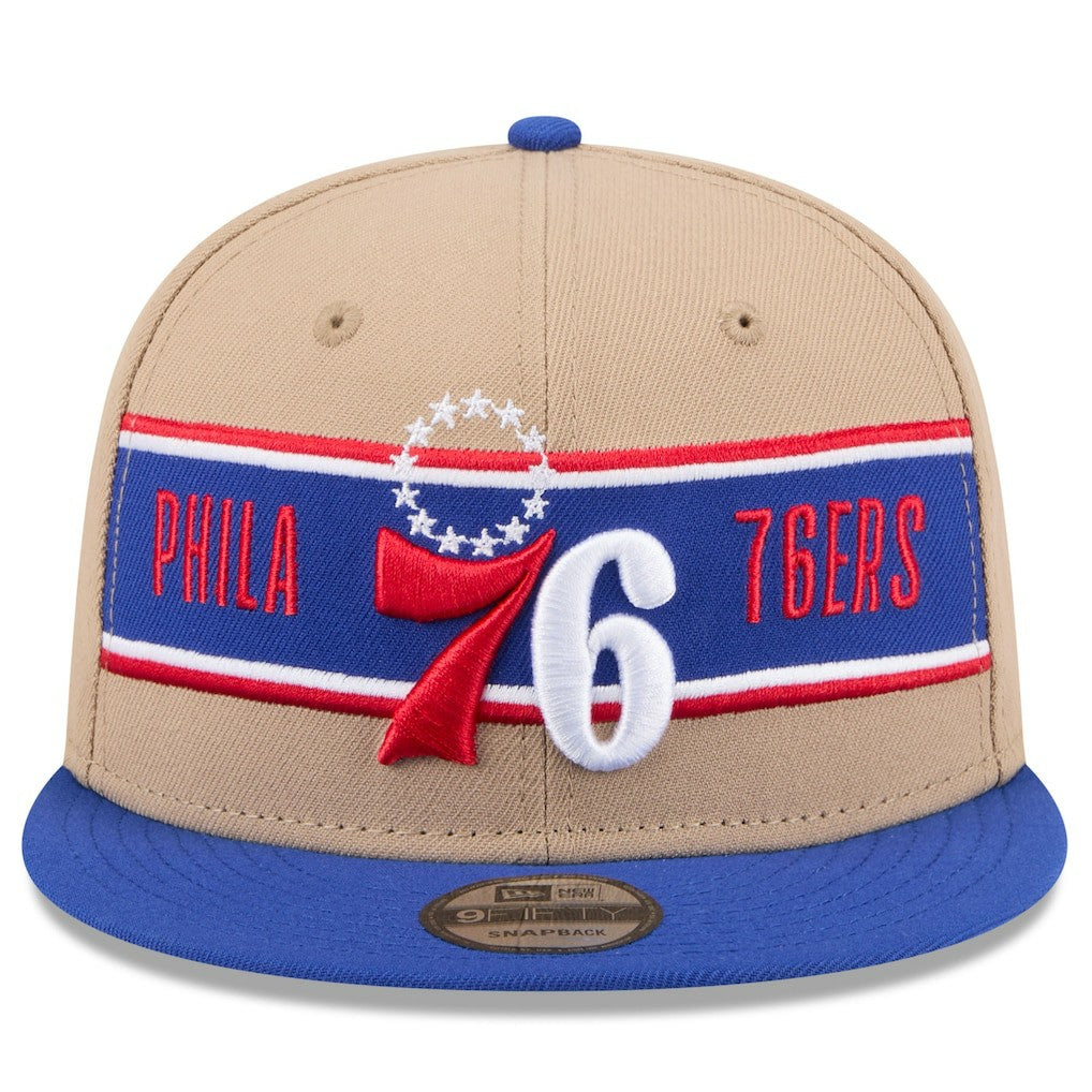 Philadelphia 76ers 2024 NBA Draft 9FIFTY Snapback Hat Tan/Royal - New Era