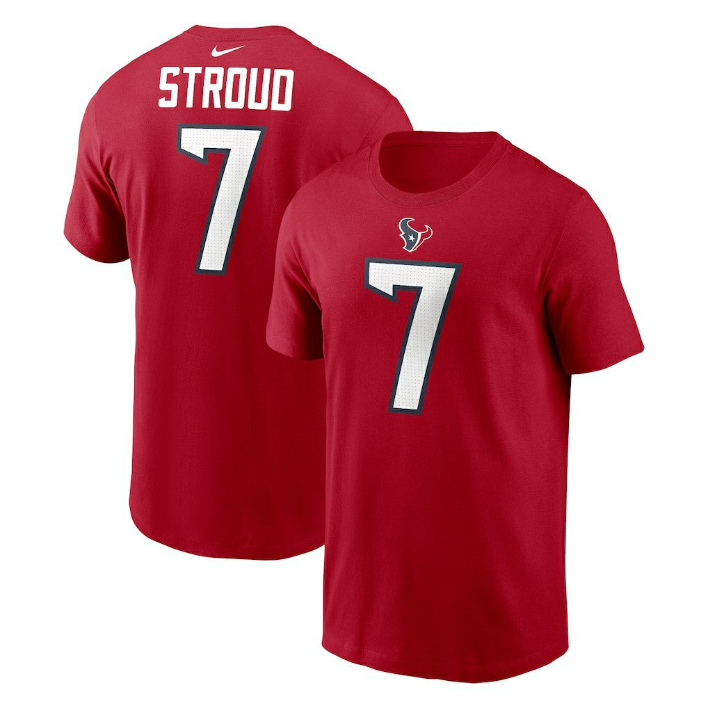 C.J. Stroud Houston Texans Player Name & Number T-Shirt - Red T-shirts