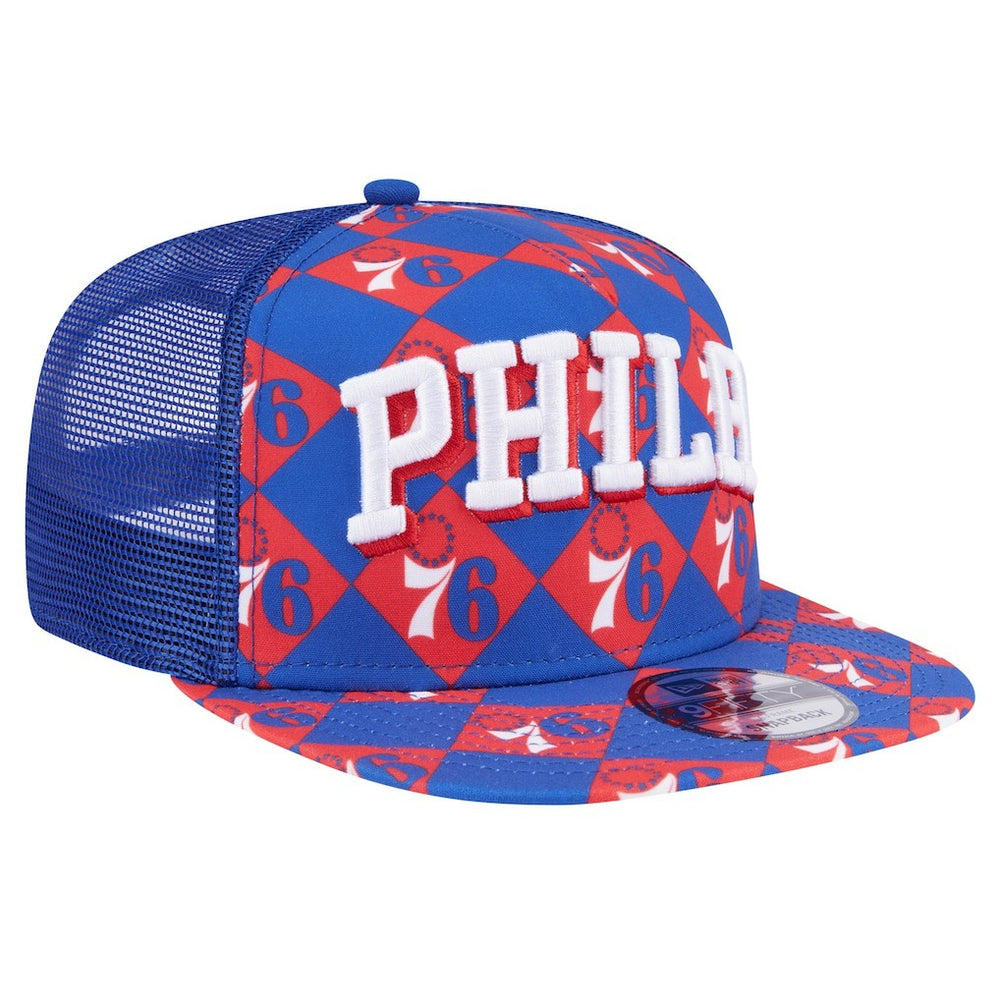 Philadelphia 76ers Seeing Diamonds A-Frame Trucker 9FIFTY Snapback Hat Royal - New Era