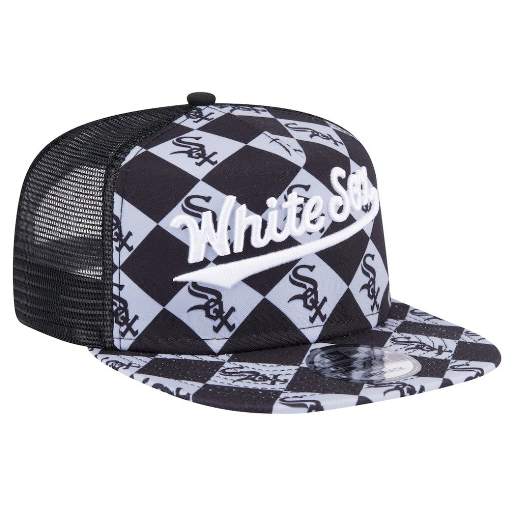 Chicago White Sox New Era Seeing Diamonds A-Frame Trucker 9FIFTY Snapback Hat - Black Hats