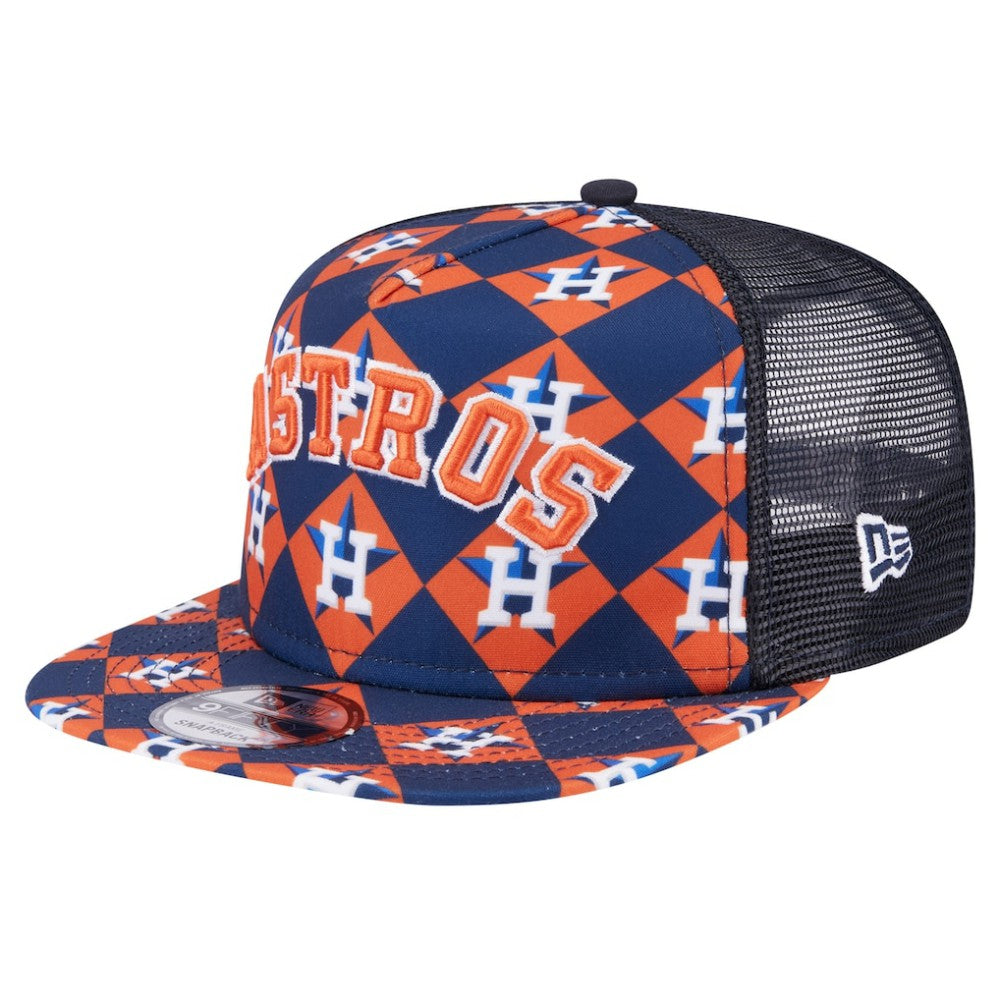 Houston Astros New Era Seeing Diamonds A-Frame Trucker 9FIFTY Snapback Hat - Navy Hats