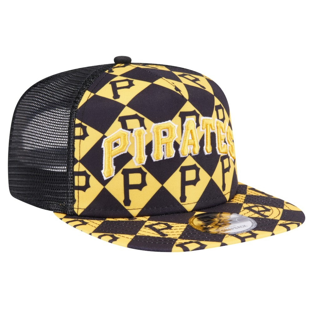 Pittsburgh Pirates New Era Seeing Diamonds A-Frame Trucker 9FIFTY Snapback Hat - Black Hats