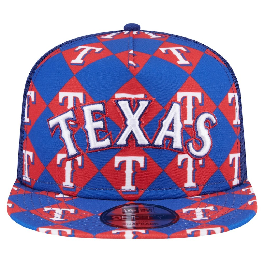 Texas Rangers New Era Seeing Diamonds A-Frame Trucker 9FIFTY Snapback Hat - Royal Hats