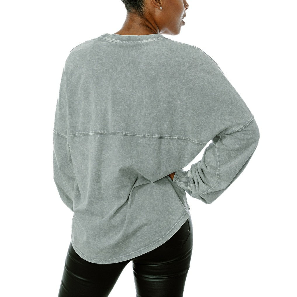 Minnesota Vikings Gameday Couture Women's Snow Wash Oversized Long Sleeve T-Shirt - Gray